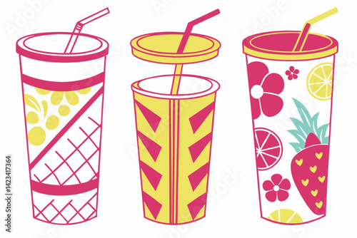 set of Plastic Cup silhouette vector illustration