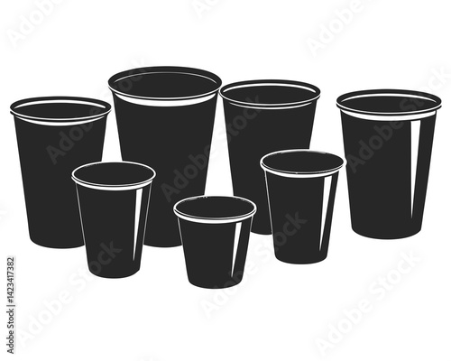 set of Plastic Cup silhouette vector illustration