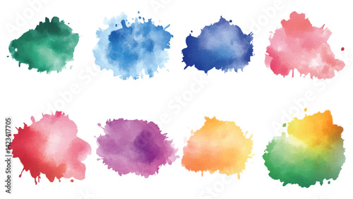 watercolor vector stains colors splash collection. Set of watercolor brush strokes, stain stripes ink stroke colorful pastel dye splash vibrant colorful creativity textured watercolor.