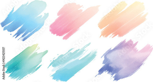 Colorful watercolor brush strokes vector. Png Ink color smoke blot on transparent Abstract background.
