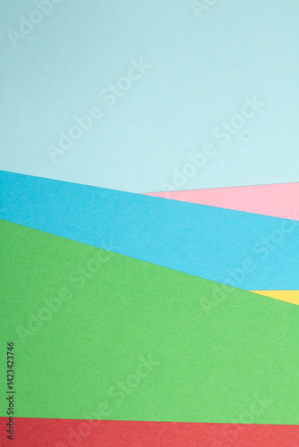 Photos Simple Paper Card Primary Colour Lined Geometric Shapes in Multicolour Rainbow C
