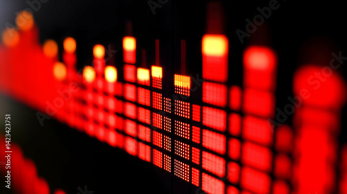 Red Glowing Digital Audio Visualizer Display