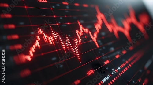 Wallpaper Mural Red Stock Market Data Graph on Dark Digital Screen Torontodigital.ca