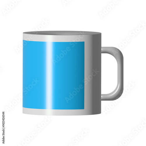 A single blue coffee cup and a white cup are isolated objects on a blank white background