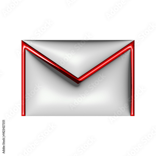 A 3d red envelope icon signifies mail message on a white web backgroundA 3d red envelope icon signifies mail message on a white web background
