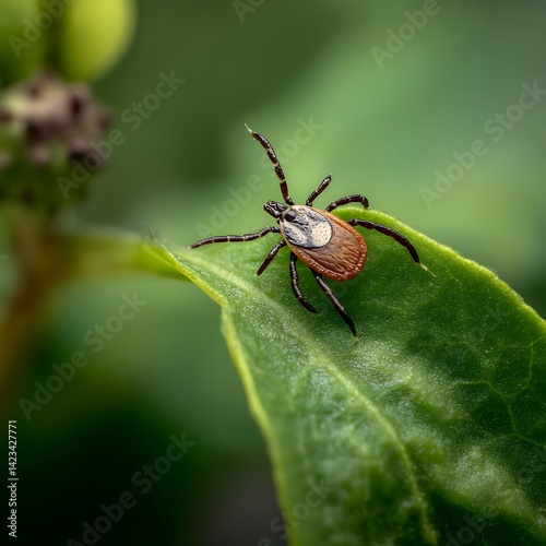 Obraz na płótnie Tick on leaf. Ixodes ricinus. w salonie