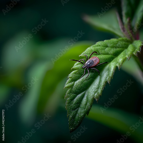 Obraz na płótnie Tick on leaf. Ixodes ricinus. w salonie