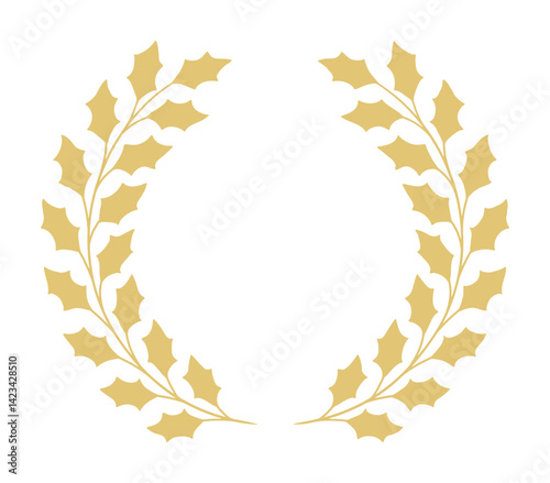One color golden holly wreath frame