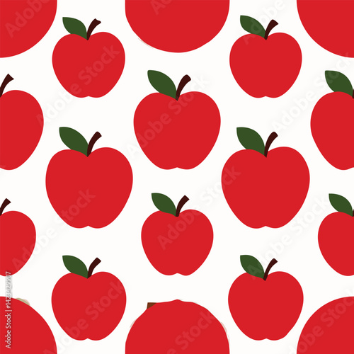 Seamless Pattern In Apple On White Background