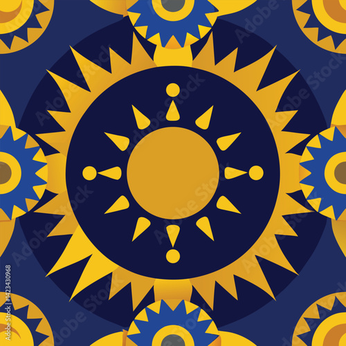 Celestial Mandala With Sun Moon And Stars