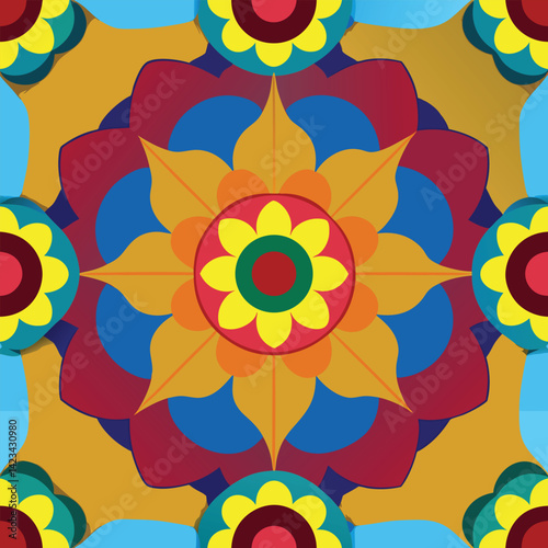 Chakra Color Themed Mandala Pattern