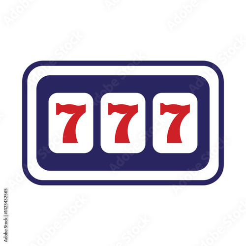 777 three axes on slot machine icon vector isolated on white background. Casino design. Flat style.
