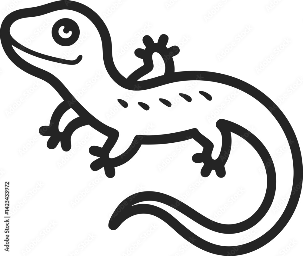 Fototapeta premium Newt icon line art on transparent background