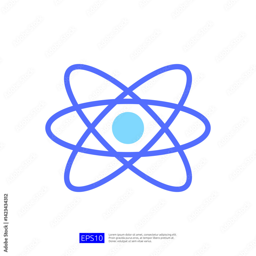 Abstract Blue Atom Icon Representing Science and Education Concepts in Digital Graphic Design Abstract Blue Atom Icon Representing Science and Education Concepts in Digital Graphic Design