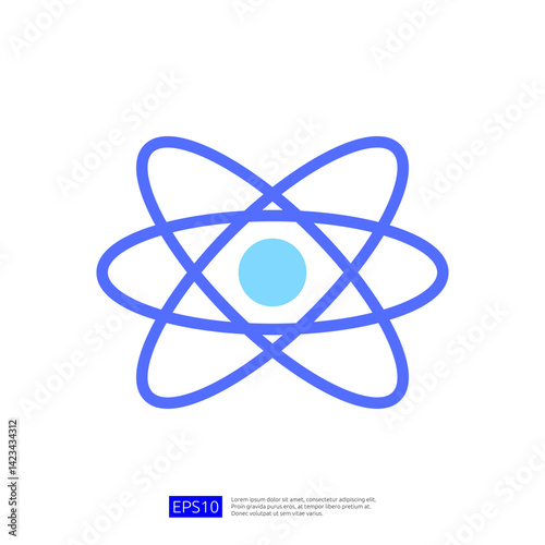 Abstract Blue Atom Icon Representing Science and Education Concepts in Digital Graphic Design