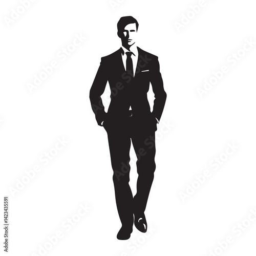 Professional Businessman minimal black silhouette