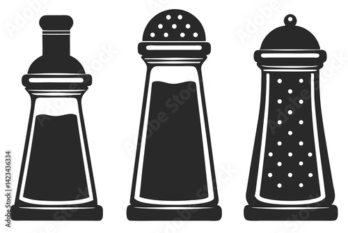 set of Salt Shaker silhouette vector illustration
