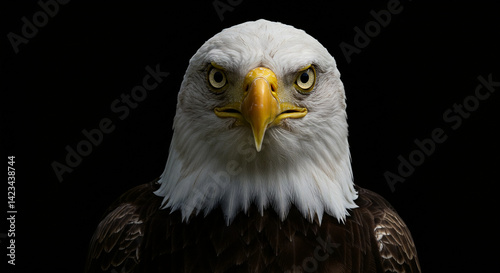 Eagle Staring Directly Forward with Intense Gaze on Transparent Background