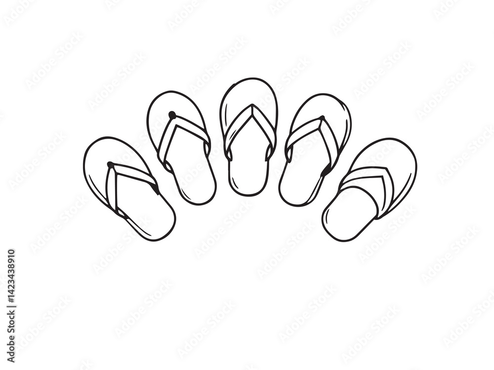 Obraz premium Slippers vector line art illustration