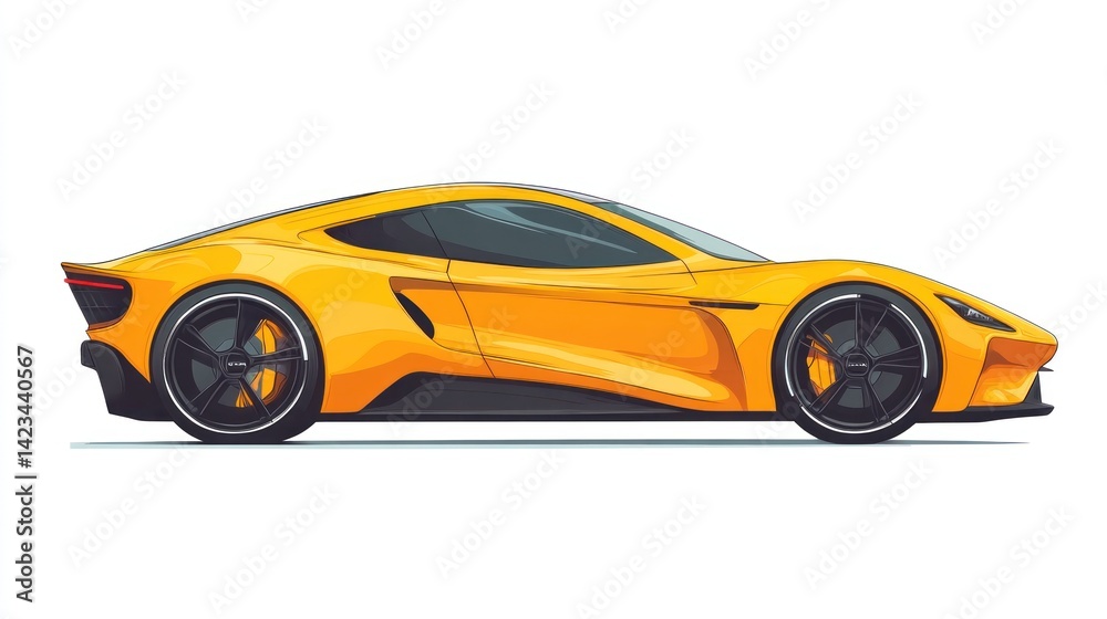 Fototapeta premium Sleek yellow sports car profile