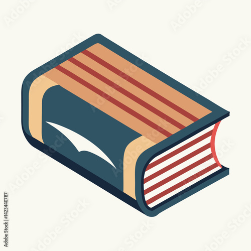 Isometric Illustration of a Book with Striped Cover