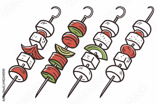 set of Shish Kabob silhouette vector illustration