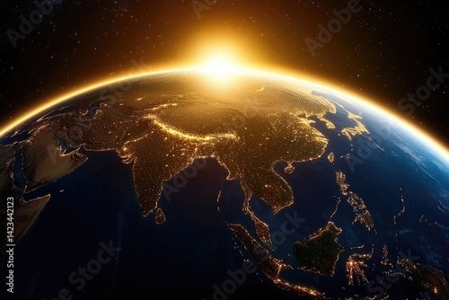 Earth's Asian lights sunrise