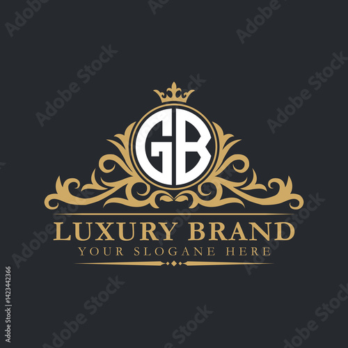 Luxury letter logo with crown initial monogram calligraphic.
