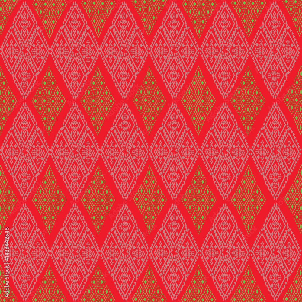 Oriental ethnic seamless pattern in red and gold Oriental ethnic seamless pattern in red and gold