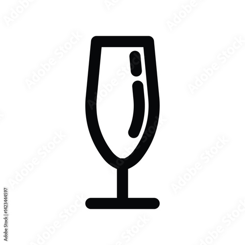 Outline icon of an empty wine or champagne glass, representing a bar drink in minimalist style.