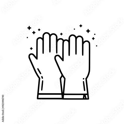 Clean gloves sparkling, symbol of cleanliness and safety  