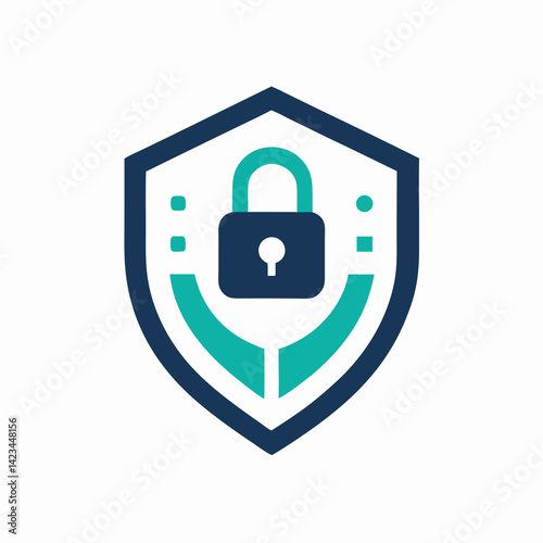 Minimalist logo design representing cybersecurity services with a shield and lock symbol, reflecting protection and security for digital environments and online safety