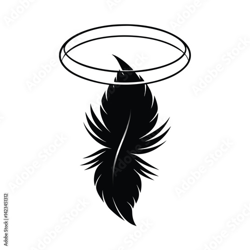 a halo unraveling into black feathers
