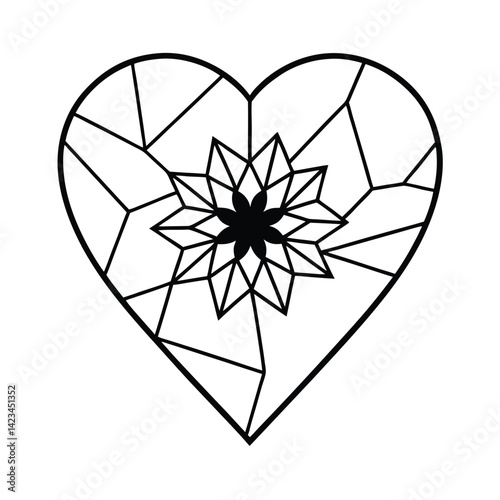 a heart made of glass shattered with a growing darkness