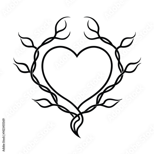 a heart pierced by spectral vines of sorrow