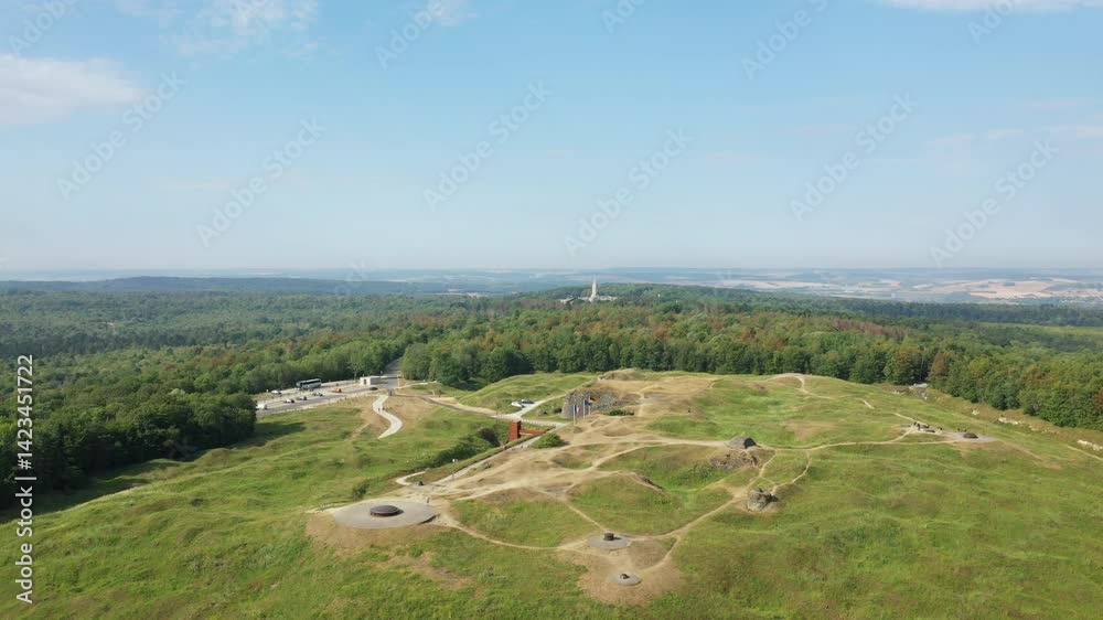 Fort Douaumont and its remains in Europe, in France, in the Grand Est, in Meuse, near Verdun, in summer, on a sunny day. 