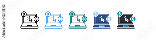 Pay Per Click Icon In Different Style Vector