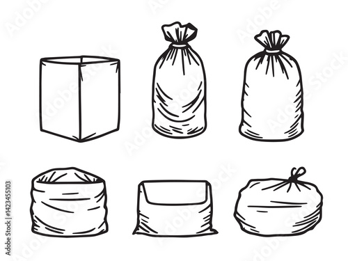 Trash Bags suit vector line art illustration