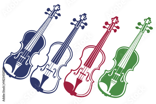 set of violin silhouette vector illustration