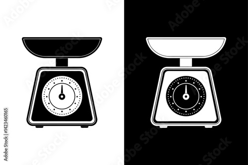 Vector Weighing Scale Icon Bold Black Silhouette for Logos.