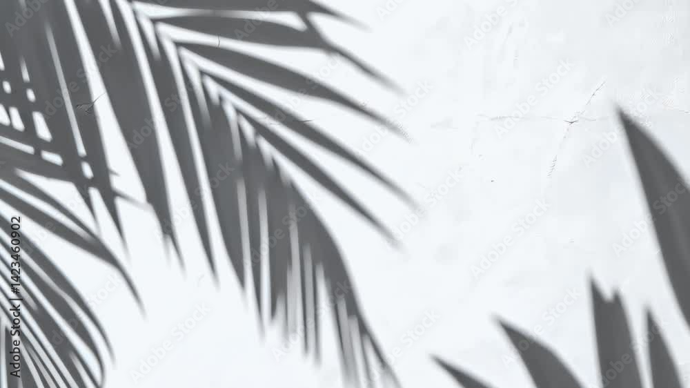 Tropical shadows on wall animated overlay, transparent 4K video, alpha channel, ProRes 4444