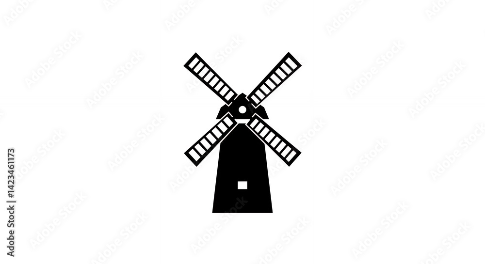 Simple black and white windmill icon sustainable energy symbol graphic design Simple black and white windmill icon sustainable energy symbol graphic design