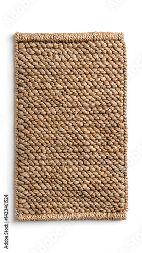 Obraz na płótnie Jute rope mat or burlap rug, top view carpet circle decor isolated on white w salonie