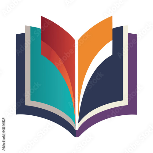 Abstract Colorful Open Book Logo Design Illustration