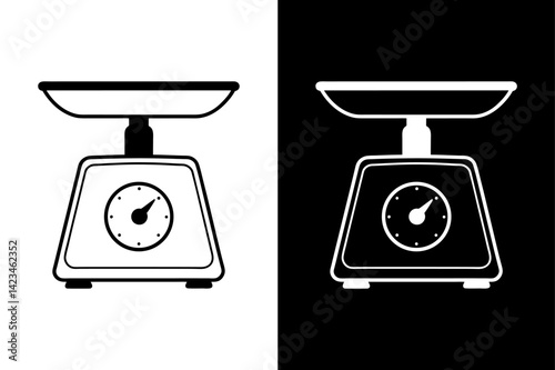 Minimalist Weight Scales Vector Clean Black Silhouette on White.