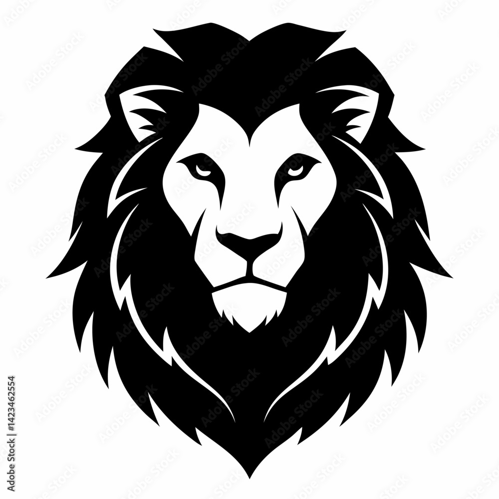 Fototapeta premium Asiatic lion head Silhouette art Vector 