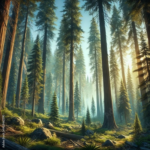 Tall and a forest floor