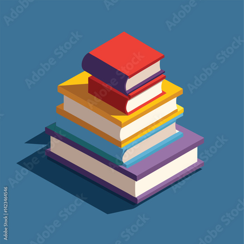 Stack of Colorful Books Isometric Illustration