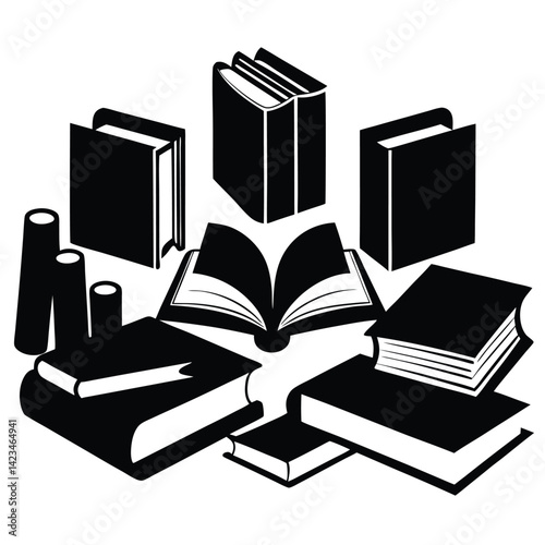 Collection of Books and Magazines Graphic Illustration