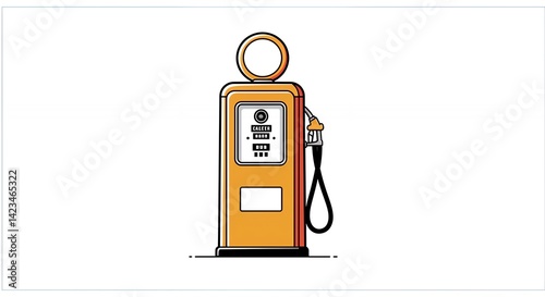 Vintage gas pump minimalist line art illustration